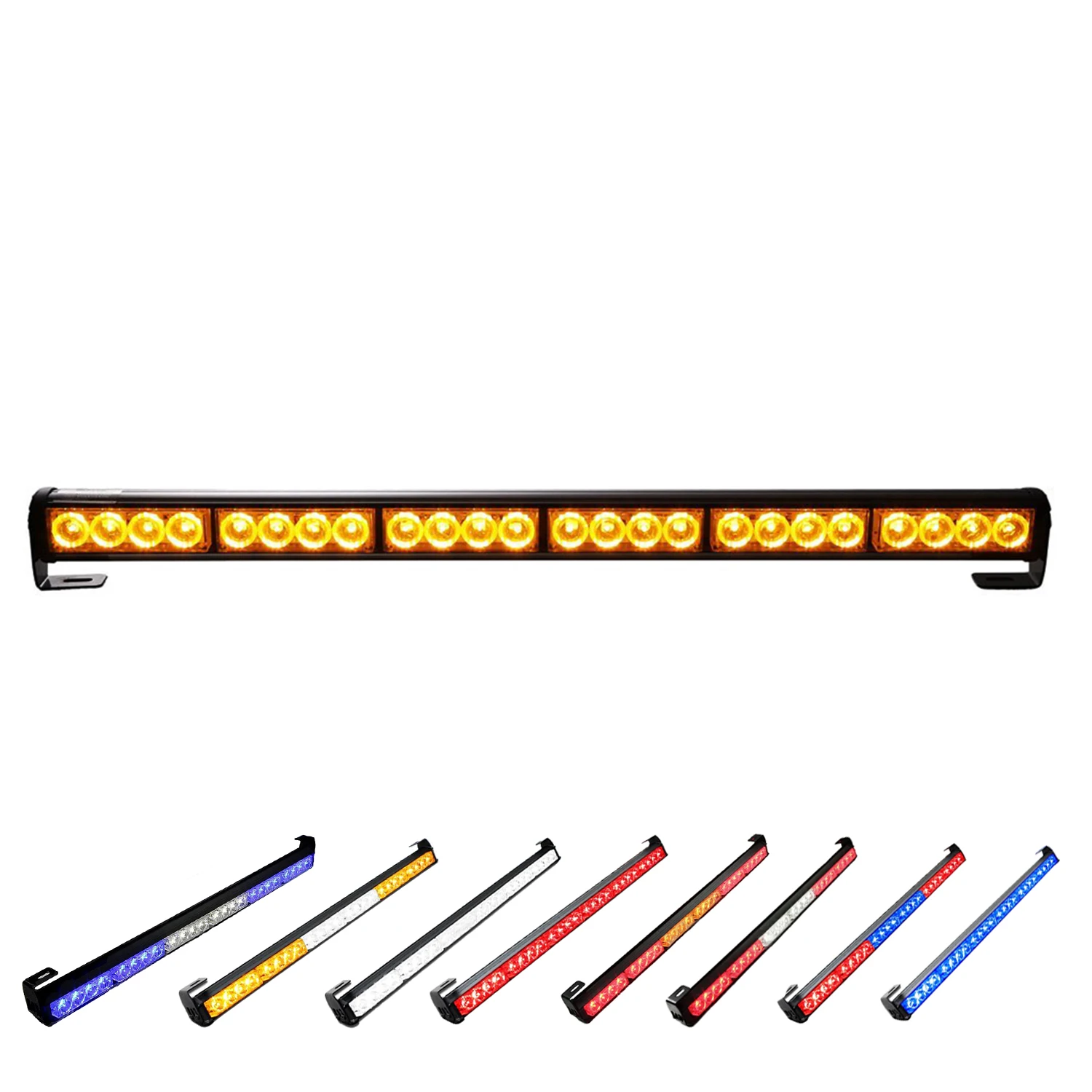 

24 LED 27" Hazard Emergency Warning Tow Traffic Advisor Flash Strobe Light Bar (White And Yellow)