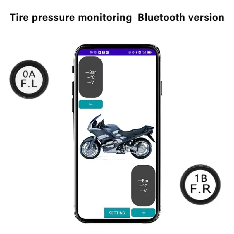 Motorcycle TPMS Bluetooth Tire Pressure Sensor External Tire Pressure Sensors Intelligent Tire Pressure Monitoring System
Motorcycle TPMS Bluetooth Tire Pressure Sensor External Tire Pressure Sensors Intelligent Tire Pressure Monitoring System
