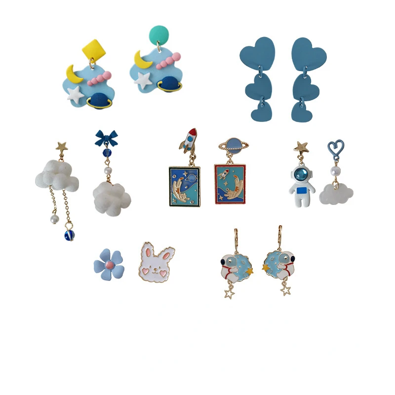 Korean Fashion Cartoon Stud Earrings for Women Blue Color Oil Painting Astronaut Lovely Daily Party Jewelry Creative Gifts
Korean Fashion Cartoon Stud Earrings for Women Blue Color Oil Painting Astronaut Lovely Daily Party Jewelry Creative Gifts