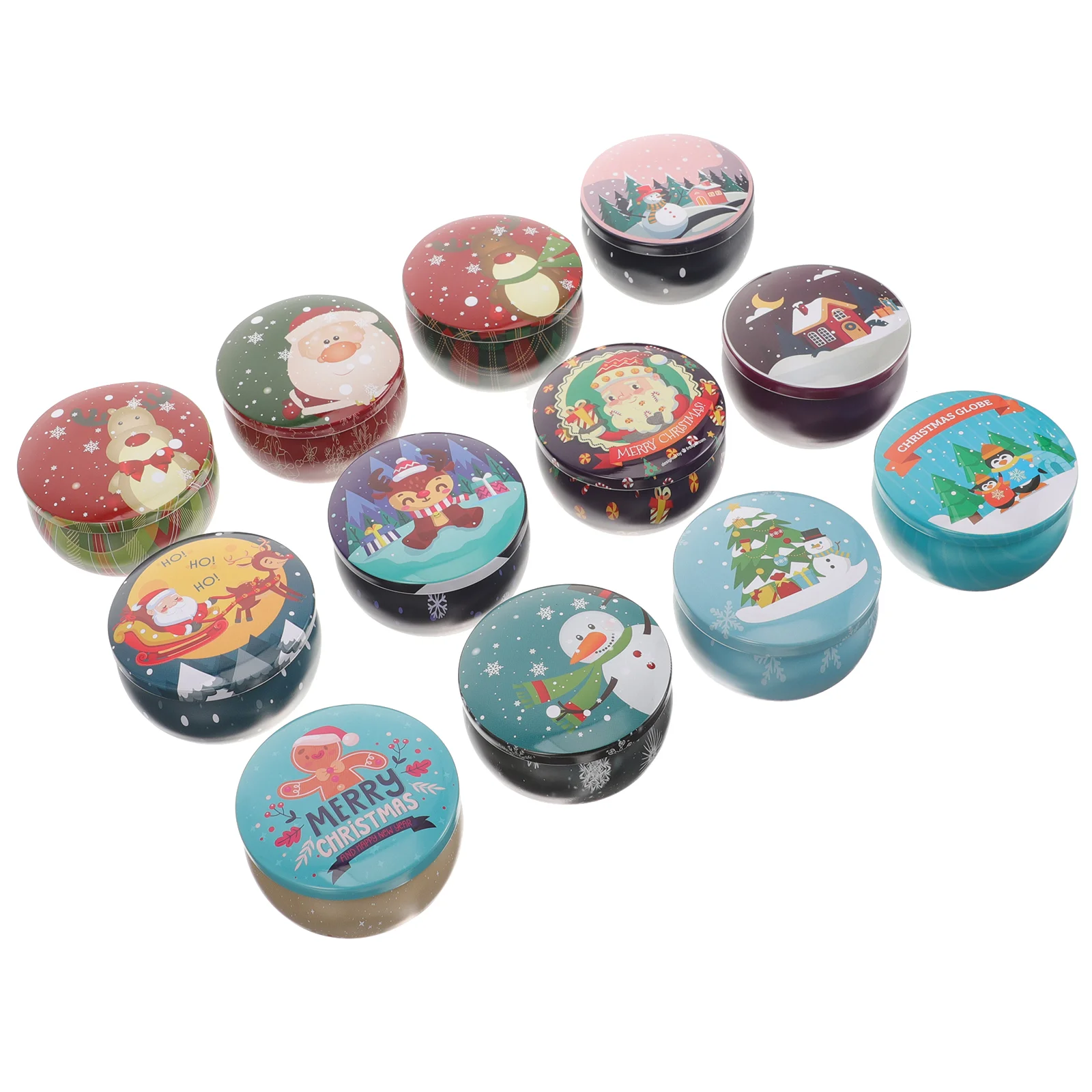 12 Pcs Christmas Jars Tins Crackers Decorative Xmas Candles Storage Tea Metal Scented
12 Pcs Christmas Jars Tins Crackers Decorative Xmas Candles Storage Tea Metal Scented