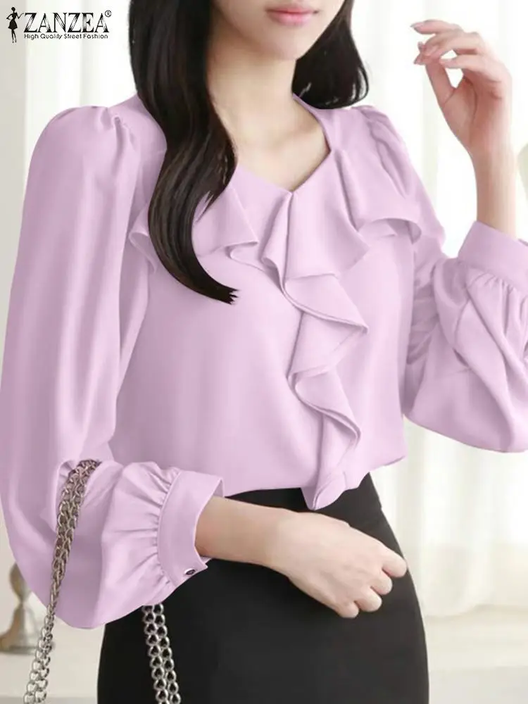 Fashion V Neck Long Sleeve Flounce Tops ZANZEA 2023 Elegant OL Shirt Women Autumn Blouse Solid Casual Work Blusas Chemise Mujer
Fashion V Neck Long Sleeve Flounce Tops ZANZEA 2023 Elegant OL Shirt Women Autumn Blouse Solid Casual Work Blusas Chemise Mujer