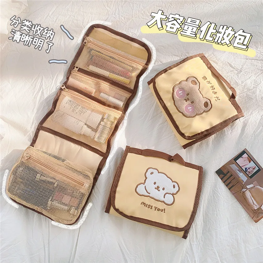 Cute Folding Cosmetic Bag Korea Bear Makeup Hanging Toiletries Bag Portable Storage Bag Large Capacity Travel Brushes Wash Case
Cute Folding Cosmetic Bag Korea Bear Makeup Hanging Toiletries Bag Portable Storage Bag Large Capacity Travel Brushes Wash Case