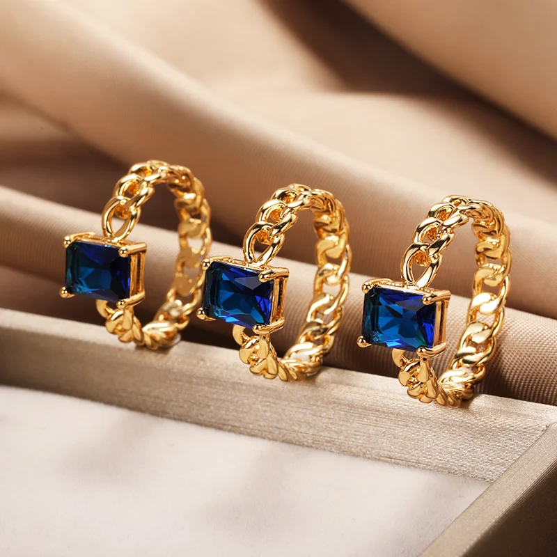 Stacking Cuban Chain Link Rings For Men Women Luxury Shiny Blue Zircon Crystal Rings Fashion Finger Accessories Wedding Jewelry
Stacking Cuban Chain Link Rings For Men Women Luxury Shiny Blue Zircon Crystal Rings Fashion Finger Accessories Wedding Jewelry