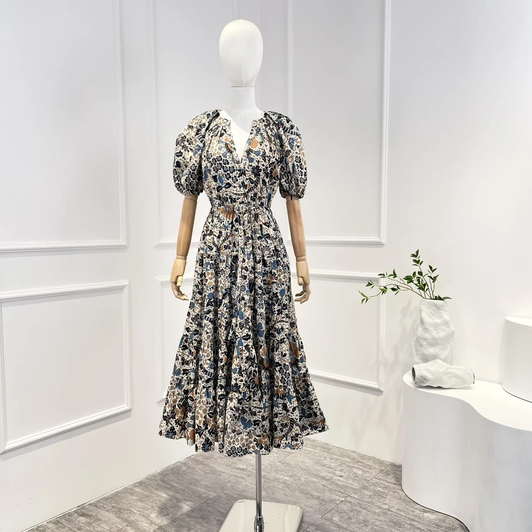 High Quality 2023 New Spring Summer Cotton Vintage Graceful Lantern Short Sleeve Floral Printing Waist Woman Midi Dress
High Quality 2023 New Spring Summer Cotton Vintage Graceful Lantern Short Sleeve Floral Printing Waist Woman Midi Dress