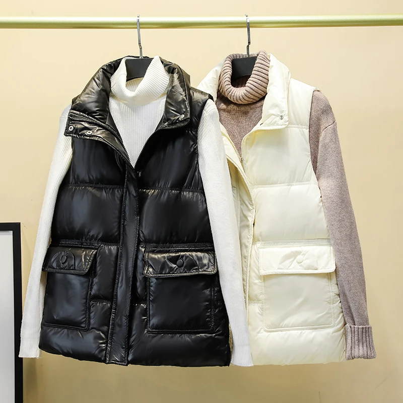 New Fashion Down Cotton Vest Women Outside Wear 2022 Autumn and Winter Bright Surface Free Wash Can Shoulder Loose Vest Jacket
New Fashion Down Cotton Vest Women Outside Wear 2022 Autumn and Winter Bright Surface Free Wash Can Shoulder Loose Vest Jacket