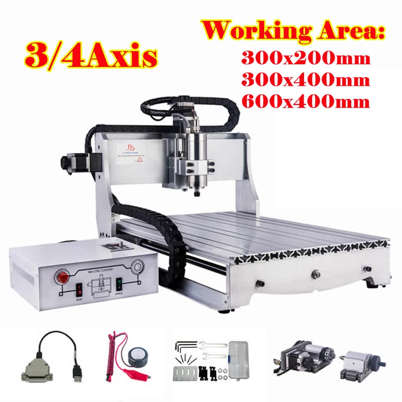 

CNC 6040/3040/3020 Wood Router 3/4 Axis Engraving Milling Machine 1500W USB Port Metal Engraver for PVC PCB 3D Carving Cutting