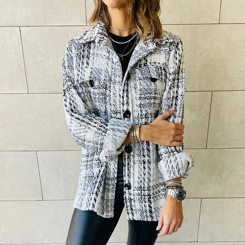 Plaid Jacket Pocket Long Sleeve Coats Basic Winter Fall Outfits Women Button Casual Loose Outerwear Lady Clothes Streetwear
Plaid Jacket Pocket Long Sleeve Coats Basic Winter Fall Outfits Women Button Casual Loose Outerwear Lady Clothes Streetwear