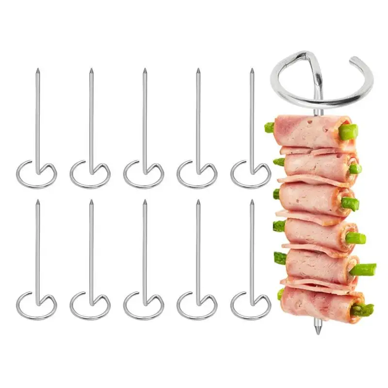 

BBQ Stick Stainless Steel BBQ Needle 10 Pcs Kebab Sticks Meat Shrimp Roast Skewers Stick Chicken Grill Accessories Barbecue Tool
