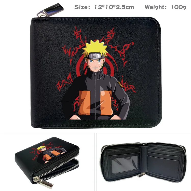 

Naruto Anime Peripheral Zipper Wallet Ticket Clip Cartoon Printing Men and Women PU Half-fold Short Portable Coin Purse Anime