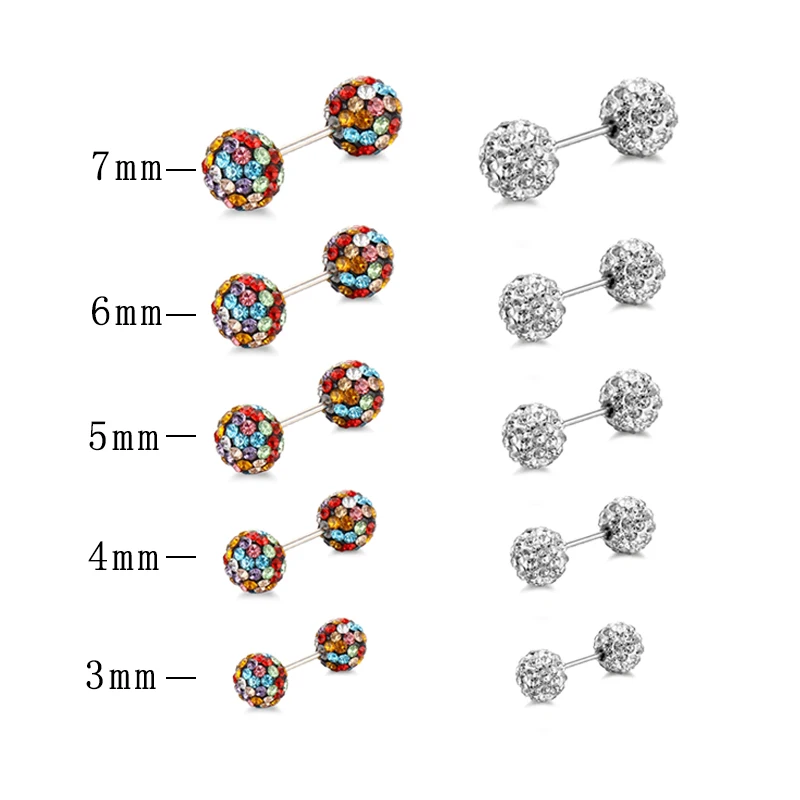 

Unisex Stainless Steel Anti-allergy Rhinestone Ball Tongue Nail Lip Studs Ear Bone Nails Barbell Cartilage Body Piercing Jewelry