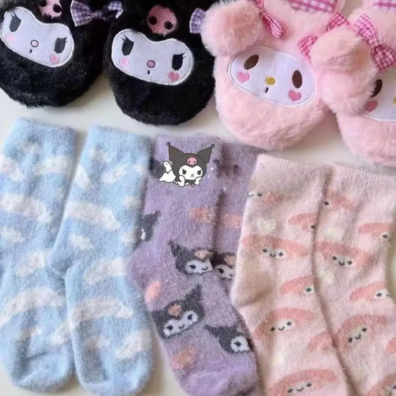 Носки Kawaii Sanrio аниме My Melody Girl носки до середины икры подарок детские плюшевые