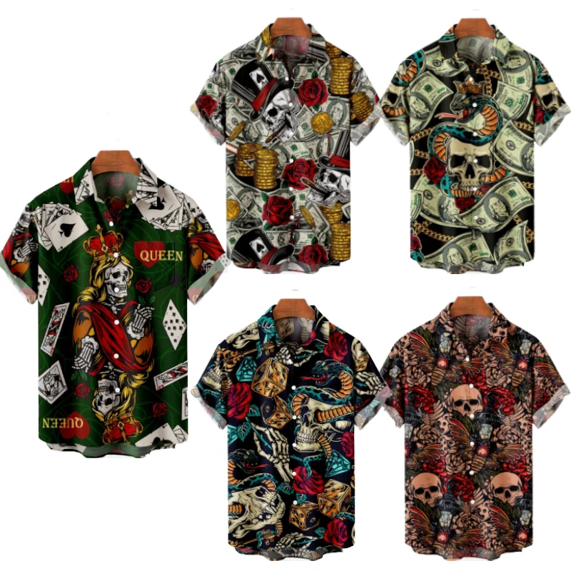 Men's Fashion Summer T-Shirts Hawaiian Skull 3d Print Cozy Casual One Button Shirts Short Sleeve Beach Oversized Shirts
Men's Fashion Summer T-Shirts Hawaiian Skull 3d Print Cozy Casual One Button Shirts Short Sleeve Beach Oversized Shirts
