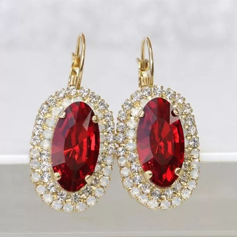Luxury Fashion Gold Color Earrings Inlaid Zircon Oval Red Stone Wedding Drop Earrings for Women Bridal Engagement Jewelry
Luxury Fashion Gold Color Earrings Inlaid Zircon Oval Red Stone Wedding Drop Earrings for Women Bridal Engagement Jewelry