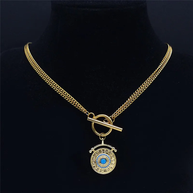 Islam Turkey Eyes Pendant Necklace for Women Copper Crystal Stainless Steel Gold Color Round Necklaces Jewelry oeil turc NPW3S06
Islam Turkey Eyes Pendant Necklace for Women Copper Crystal Stainless Steel Gold Color Round Necklaces Jewelry oeil turc NPW3S06