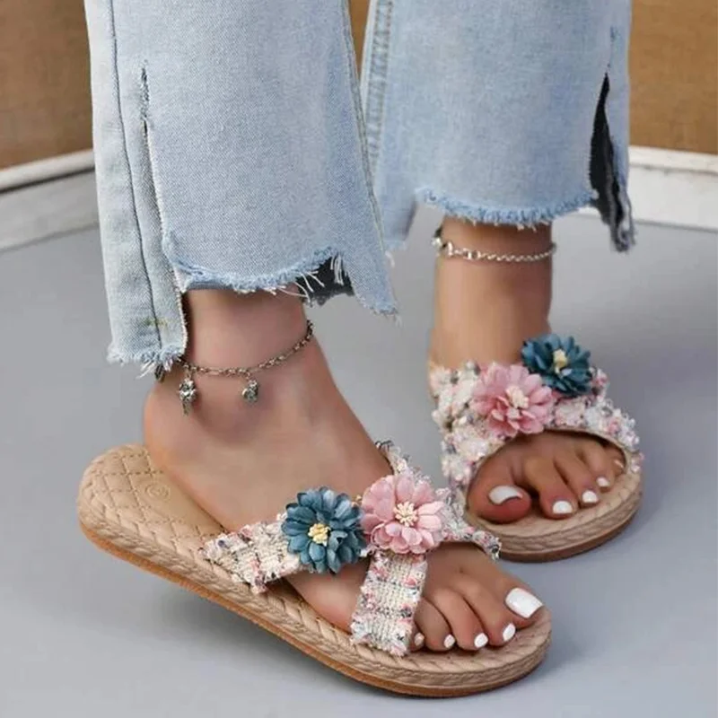 Women Flower Decor Criss Cross Sandals Casual Vacation Summer Beach Linen Flat Slippers Fashion Outdoor Sexy Slides Ladies shoes
Women Flower Decor Criss Cross Sandals Casual Vacation Summer Beach Linen Flat Slippers Fashion Outdoor Sexy Slides Ladies shoes