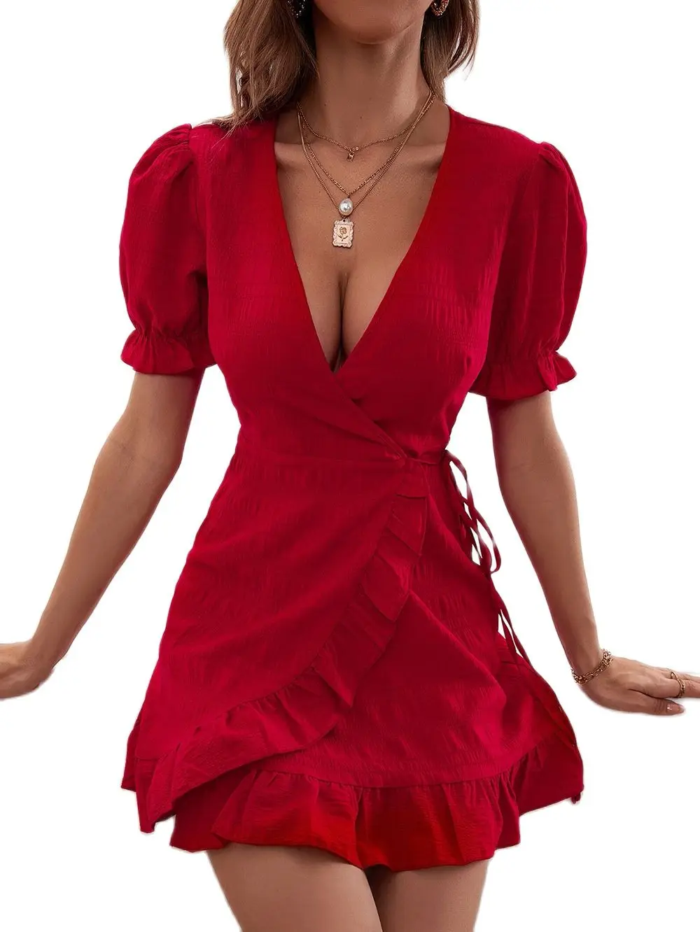 Women Sexy Tunic Dress Deep V Neck Short Sleeve Solid Flounce Elegant Dresses Lady Office Club Party Mini Dress 2022 Fashion
Women Sexy Tunic Dress Deep V Neck Short Sleeve Solid Flounce Elegant Dresses Lady Office Club Party Mini Dress 2022 Fashion