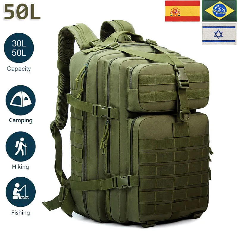 

Военный тактический рюкзак для мужчин и женщин, походные рюкзаки 30 л/50 л, нейлоновые сумки 900D, для походов и охоты на открытом воздухе, водонепроницаемый походный