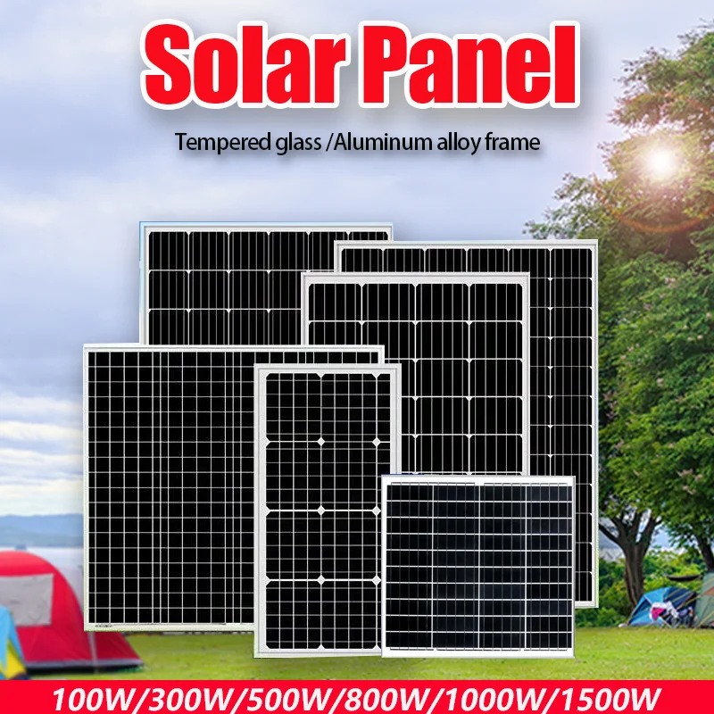 

100W-1500W Solar Panel 18V High-Power Rigid Panel Used For Photovoltaic Power Generation In Outdoor RV Ship Home Power System