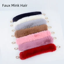 2022 Winter Imitation Mink hair furry Short bag handles faux rex rabbit Fur plush Belt strap for Women Handbag Replacement