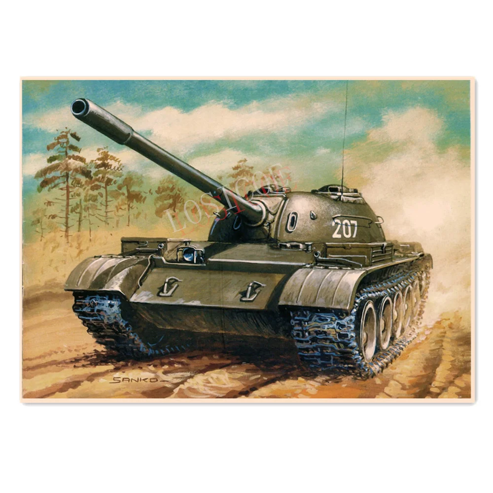 

Soviet T-54 Tanks Infantry WW II Panzer Poster CCCP Military Picture Wall Hanging Vintage Kraft Paper Print Painting Wall Decor