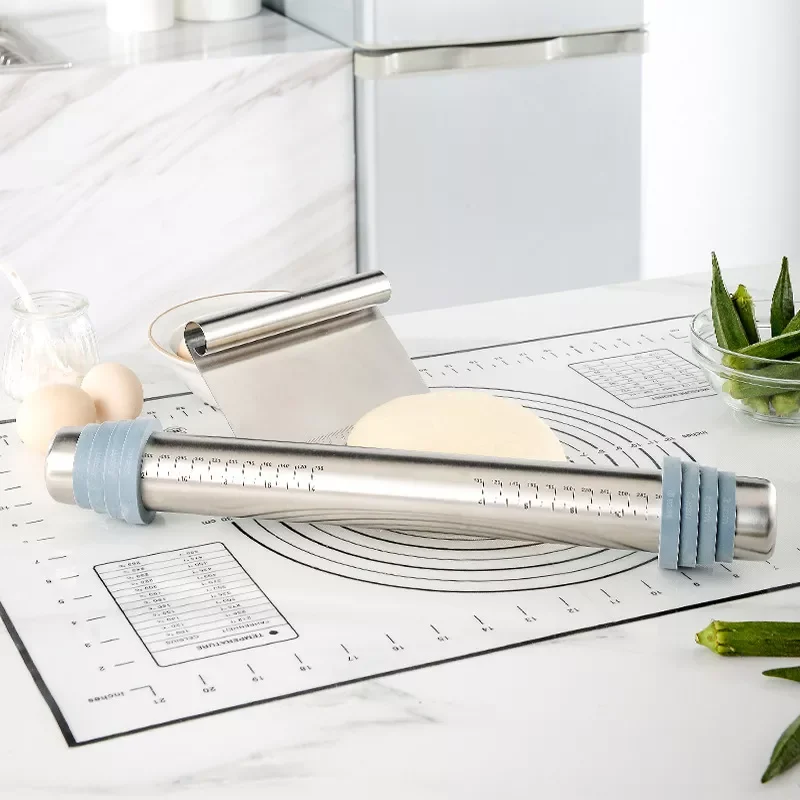 Rolling Pin Flour Cutter Silicone Baking Mat Three-Piece Multi-Purpose Non-Stick Baking Tool Set For Rolling Holder Pastry
Rolling Pin Flour Cutter Silicone Baking Mat Three-Piece Multi-Purpose Non-Stick Baking Tool Set For Rolling Holder Pastry