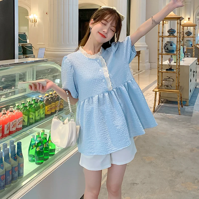 Pregnant Women Hubble-bubble Sleeve Sweet Shirts+Abdominal Shorts Twinset Fashion Maternity Clothes Set Pregnancy Pants Suits
Pregnant Women Hubble-bubble Sleeve Sweet Shirts+Abdominal Shorts Twinset Fashion Maternity Clothes Set Pregnancy Pants Suits