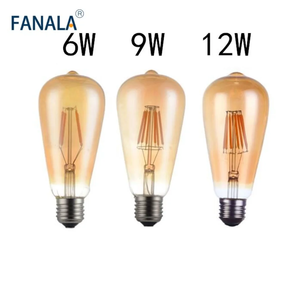 ST64 E27 B22 LED/Tungsten Wire Edison Filament Bulb Warm White Intage Energy Light Lamp 3W 6W 9W 12W 110V 220V 360 Degree 2 PCS
ST64 E27 B22 LED/Tungsten Wire Edison Filament Bulb Warm White Intage Energy Light Lamp 3W 6W 9W 12W 110V 220V 360 Degree 2 PCS