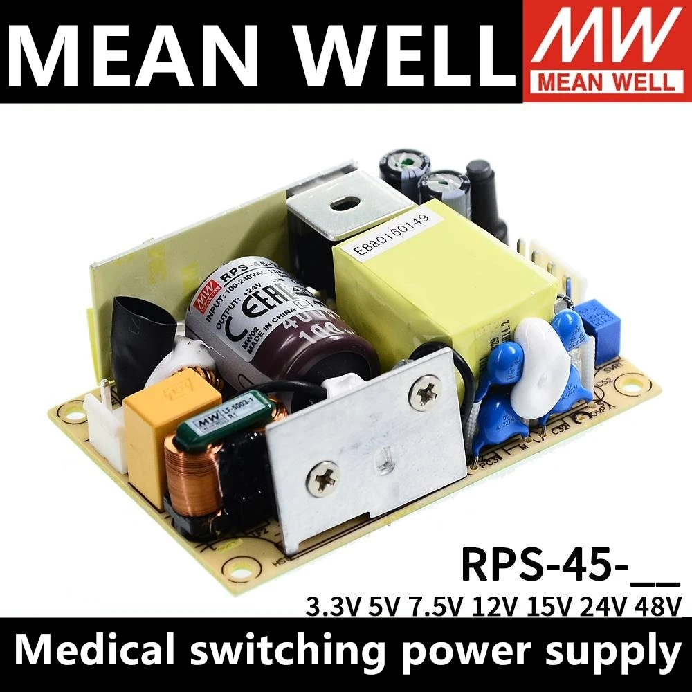 MEAN WELL RPS-45-5 RPS-45-7.5 RPS-45-12 RPS-45-15 RPS-45-24 RPS-45-48 Medical switching power supply PCB Low leakage current 
MEAN WELL RPS-45-5 RPS-45-7.5 RPS-45-12 RPS-45-15 RPS-45-24 RPS-45-48 Medical switching power supply PCB Low leakage current