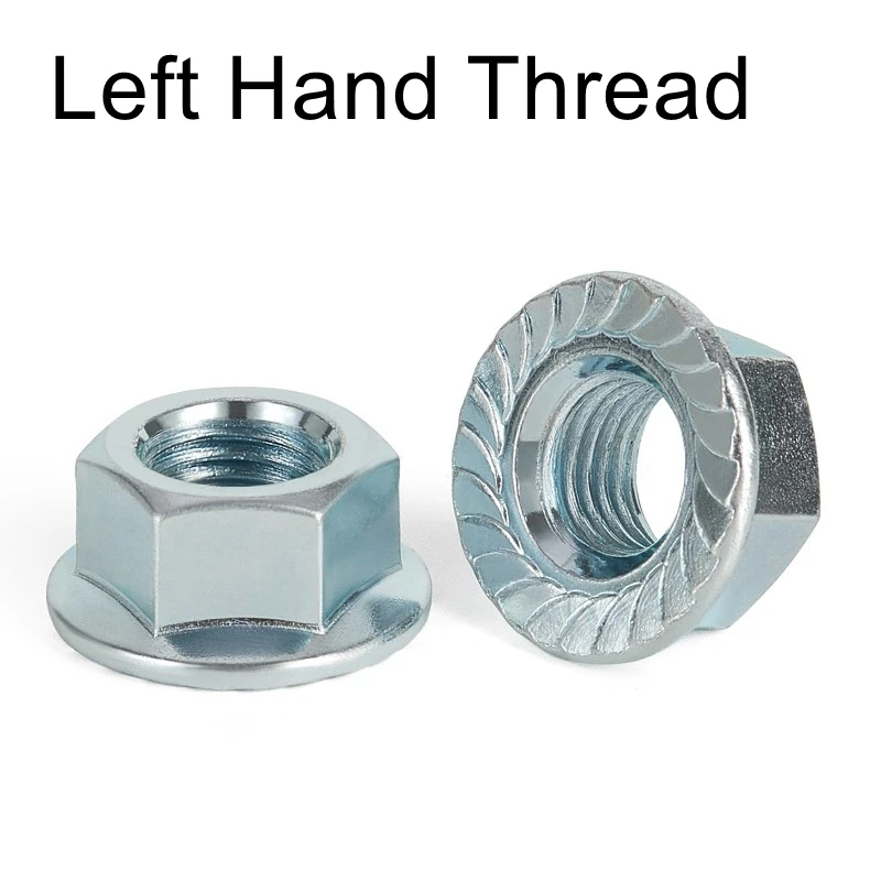 Left hand thread Hex Flange nut M4 M5 M6 M8 M10 M12 Carbon steel zinc plated Lock nut DIN6923
Left hand thread Hex Flange nut M4 M5 M6 M8 M10 M12 Carbon steel zinc plated Lock nut DIN6923