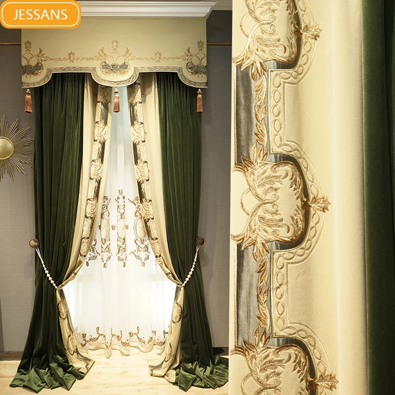 American Dark Green Embroidered Window Gauze Flannelette Curtains for Living Room Bedroom Villa High Window Customized French
American Dark Green Embroidered Window Gauze Flannelette Curtains for Living Room Bedroom Villa High Window Customized French