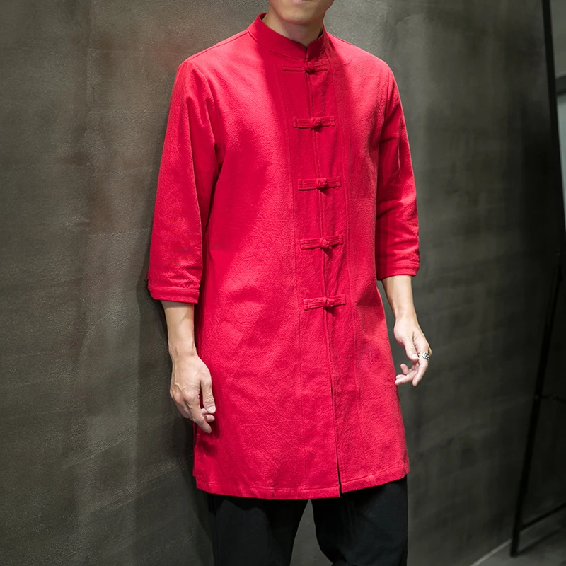 Chinese Style Solid Color Mid-length Trench Coat Shirt Men's Streetwear Antique Jacket Men's Hip-hop Retro Kimono Shirt Cloak
Chinese Style Solid Color Mid-length Trench Coat Shirt Men's Streetwear Antique Jacket Men's Hip-hop Retro Kimono Shirt Cloak