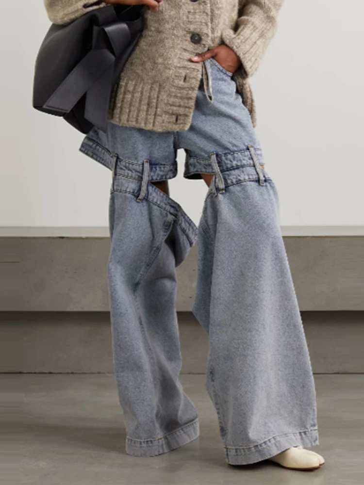 Niche Personality Spliced Women's Jeans Street Loose Ripped Wide Leg Pants for Women High Waisted Jeans Female Blue Denim Pants 
Niche Personality Spliced Women's Jeans Street Loose Ripped Wide Leg Pants for Women High Waisted Jeans Female Blue Denim Pants