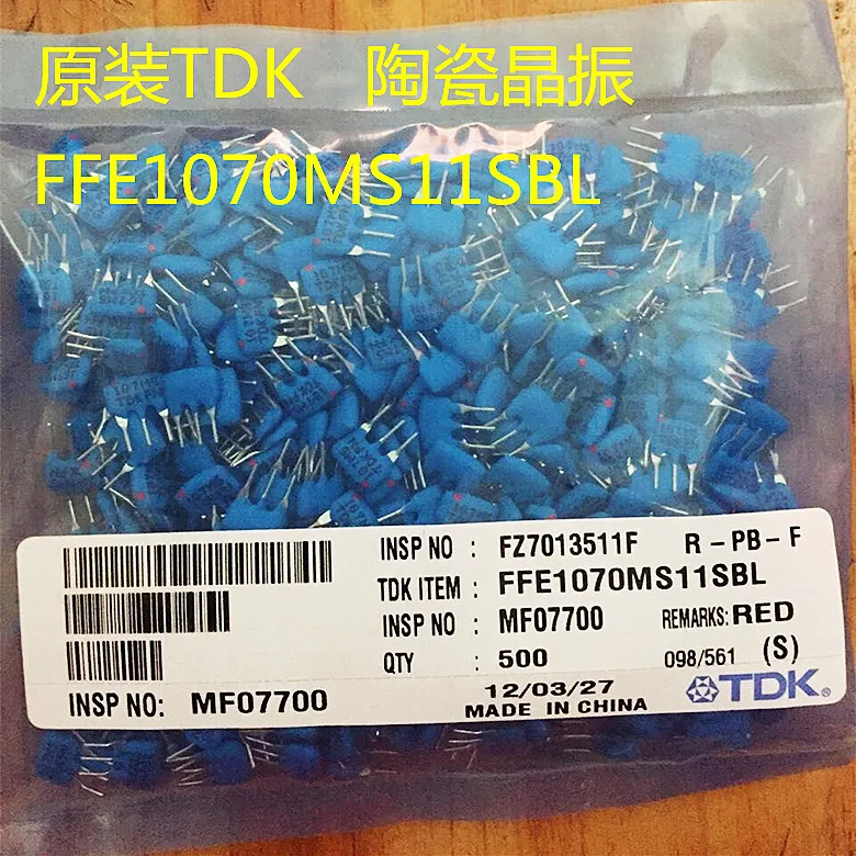 50PCS/ Original TDK ceramic crystal oscillator FFE1070MS11SBL FFE10.7MS 10.7MHZ straight plug 3 feet matte surface 
50PCS/ Original TDK ceramic crystal oscillator FFE1070MS11SBL FFE10.7MS 10.7MHZ straight plug 3 feet matte surface