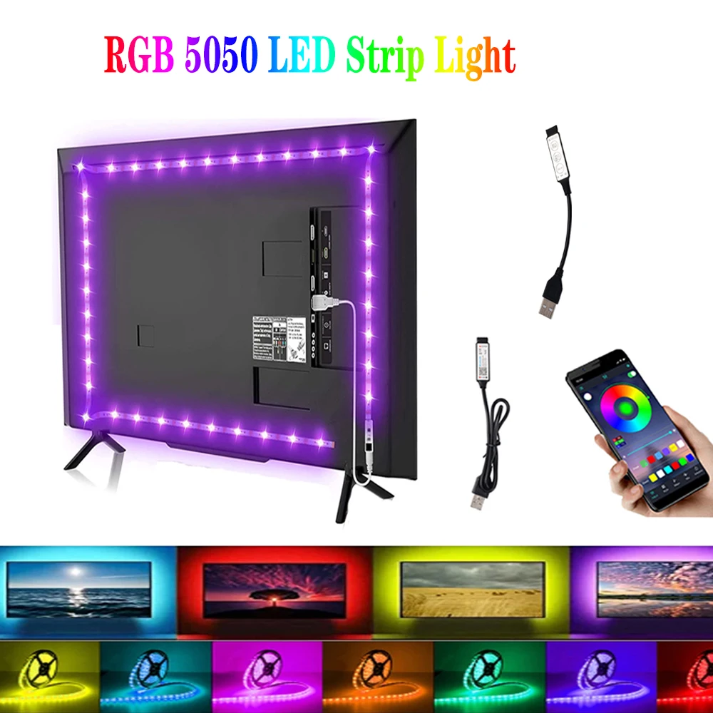 LED Strip Light USB 5V RGB Bluetooth APP 3 Key Button Control Tape For TV Desktop Screen BackLight Bedroom Lamp Decoration LM
LED Strip Light USB 5V RGB Bluetooth APP 3 Key Button Control Tape For TV Desktop Screen BackLight Bedroom Lamp Decoration LM