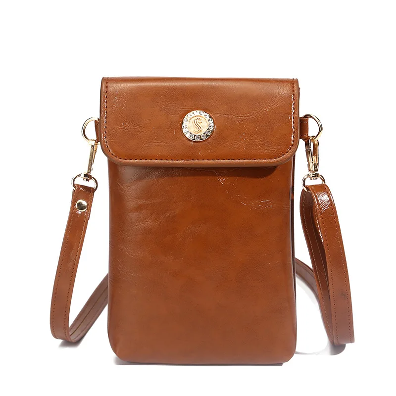 Oil Wax Leather Mobile Phone Bag Ladies Solid Color Simple Drawstring Buckle One-shoulder Diagonal Bag Wholesale 2023 New
Oil Wax Leather Mobile Phone Bag Ladies Solid Color Simple Drawstring Buckle One-shoulder Diagonal Bag Wholesale 2023 New