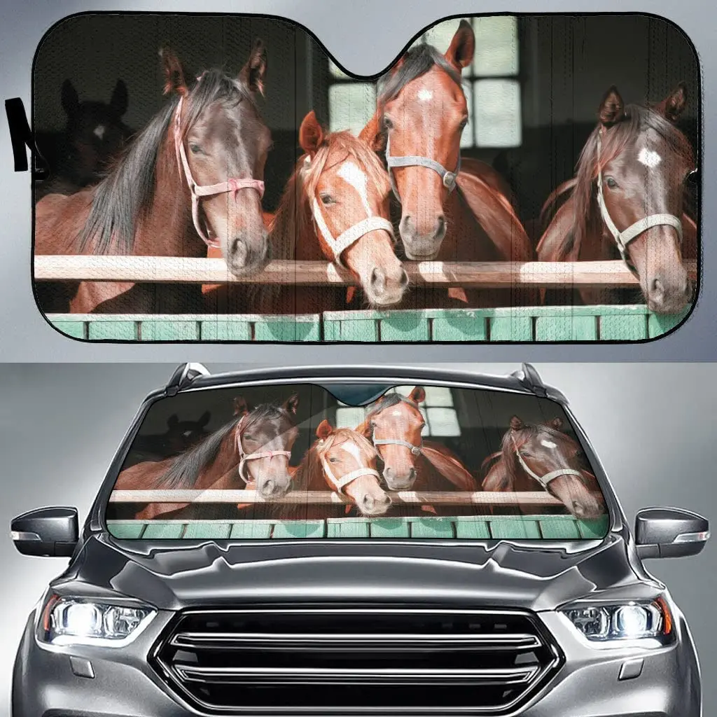 3D Horses Family With Fence In Barn Car Sunshade, Funny Horses Auto Sunshade For Horses Lover, Meaning Gift For Farmer, Car Wind
3D Horses Family With Fence In Barn Car Sunshade, Funny Horses Auto Sunshade For Horses Lover, Meaning Gift For Farmer, Car Wind