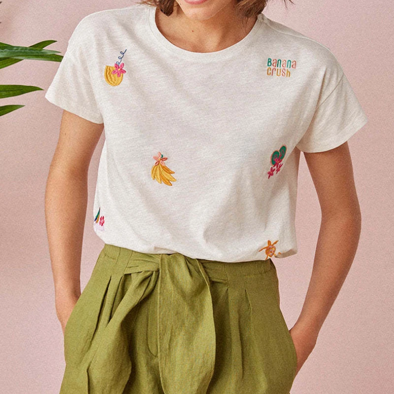 Women T-shirt 2023 Summer New Round Neck Printed White All-match Short-sleeved T-shirt
Women T-shirt 2023 Summer New Round Neck Printed White All-match Short-sleeved T-shirt