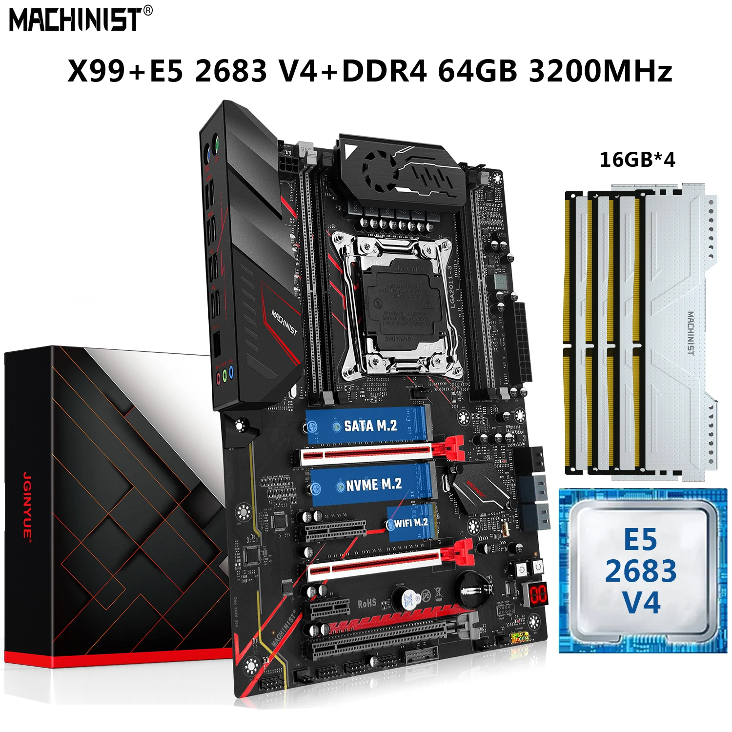 MACHINIST X99 комплект материнской платы Xeon E5 2683 V4 процессор 64 ГБ = 16 Гб * 4 DDR4 3200 МГц ОЗУ LGA