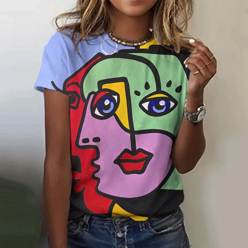 T Shirt For Women Face Pattern Graffiti Print T-shirt Summer O Neck Short Sleeve Tops Female Oversized Top Y2k Ladies Clothing
T Shirt For Women Face Pattern Graffiti Print T-shirt Summer O Neck Short Sleeve Tops Female Oversized Top Y2k Ladies Clothing