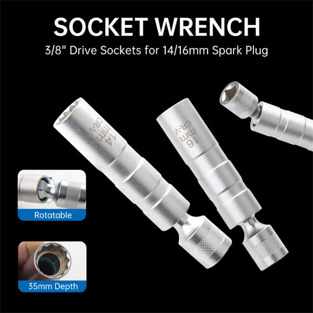 

Thin Wall 3/8" Drive Spark Plug Sockets Wrench Magnetic 12 Angle Repairing Removal Tool For Mechanic Socket Wrench Accessories