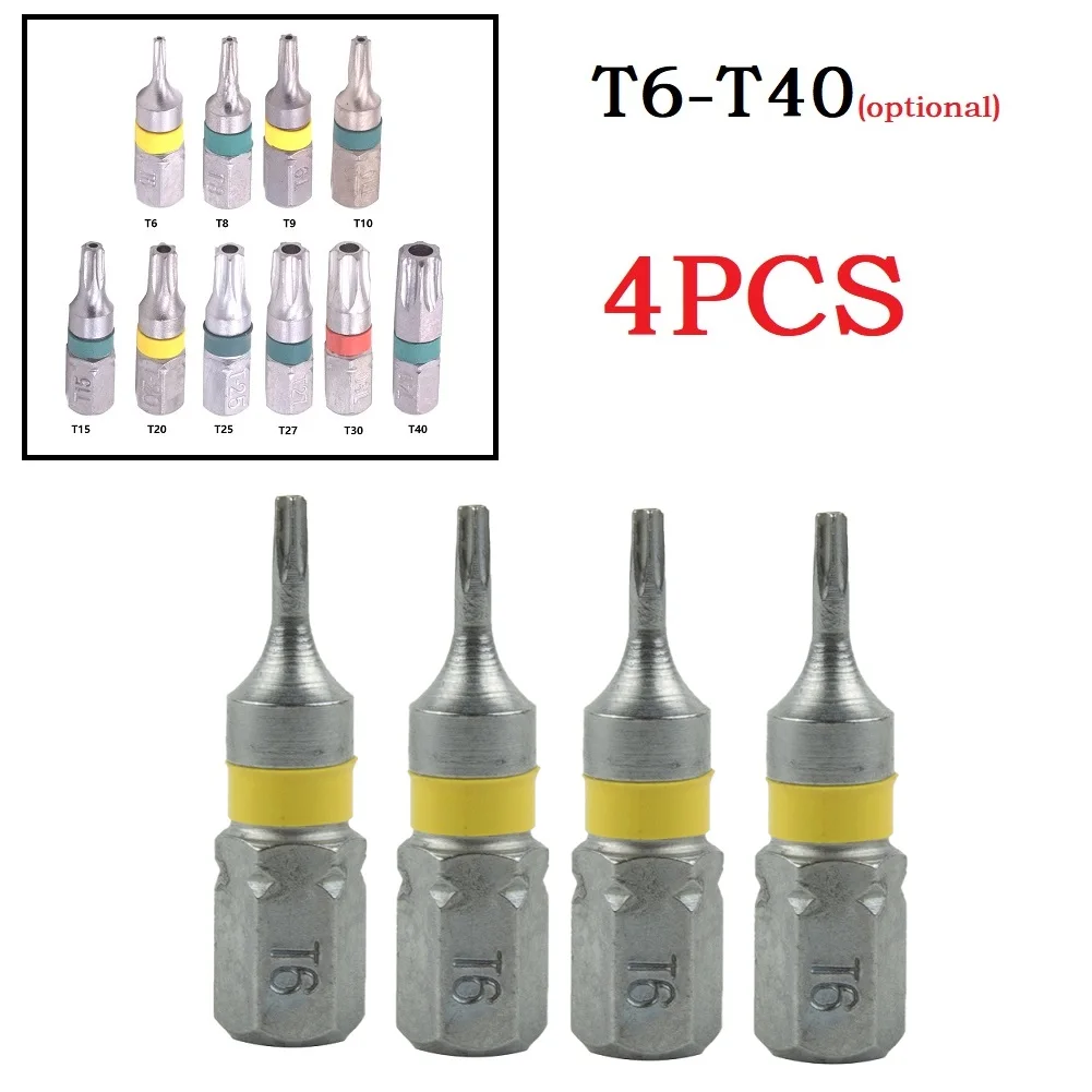 4 PCS Magnetic Torx Screwdriver Bits 25mm 1/4" Hex Shank T6-T40 Security Torx Screwdriver Bits Multi-Color Available Hand Tools
4 PCS Magnetic Torx Screwdriver Bits 25mm 1/4" Hex Shank T6-T40 Security Torx Screwdriver Bits Multi-Color Available Hand Tools