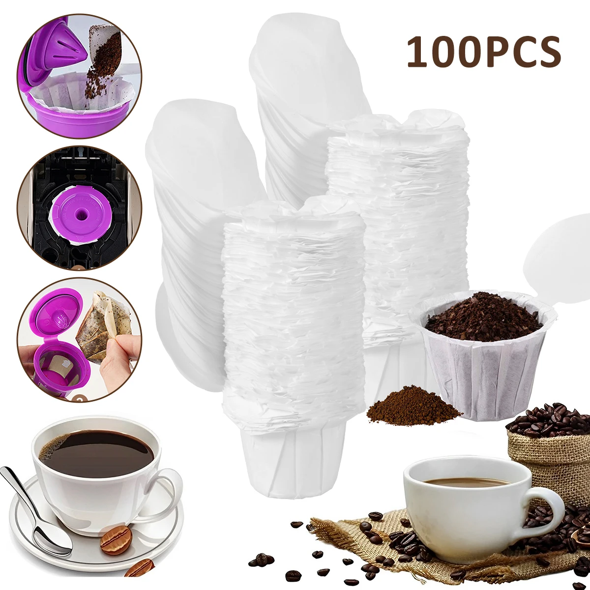100Pcs Paper Coffee Filters for Coffee Makers Unbleached Natural Coffee Filter Papers Eco-Friendly Coffee Paper Filters White
100Pcs Paper Coffee Filters for Coffee Makers Unbleached Natural Coffee Filter Papers Eco-Friendly Coffee Paper Filters White