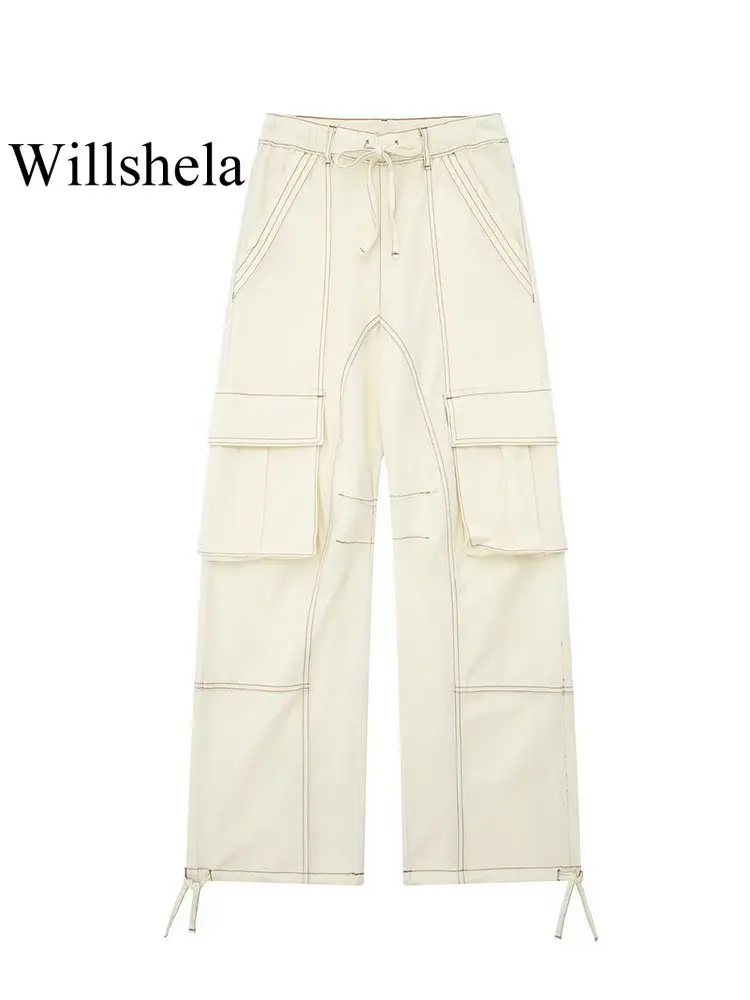 Willshela Women Fashion With Pockets Beige Drawstring Cargo Pants Vintage High Waist Female Chic Lady Trousers
Willshela Women Fashion With Pockets Beige Drawstring Cargo Pants Vintage High Waist Female Chic Lady Trousers