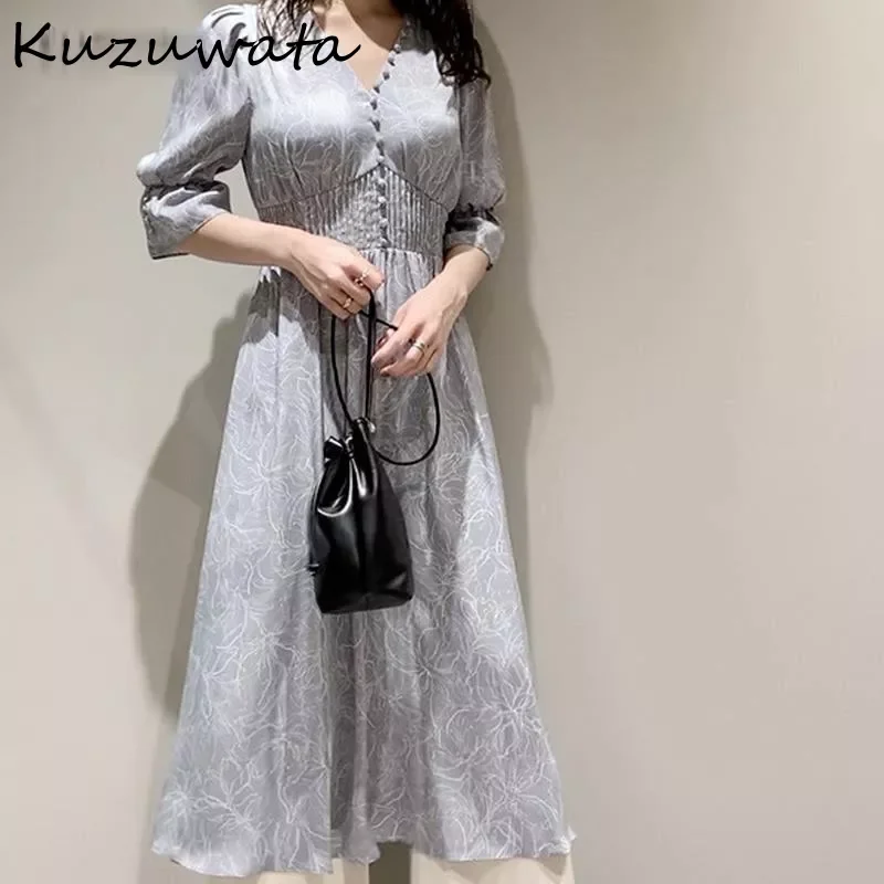 Kuzuwata V Neck Long Sleeve Slim Pullover Dress Women Vintage Print High Waist Hip A Line Long Vestidos Spring 2022 New Robe
Kuzuwata V Neck Long Sleeve Slim Pullover Dress Women Vintage Print High Waist Hip A Line Long Vestidos Spring 2022 New Robe