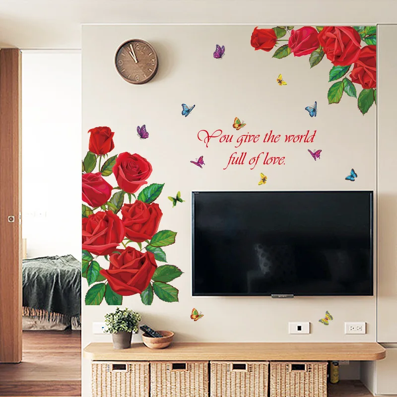 Romantic Red Rose Butterfly Entrance Bedroom Door Sticker Self-adhesive Creative Warm Waterproof Background Wall Sticker
Romantic Red Rose Butterfly Entrance Bedroom Door Sticker Self-adhesive Creative Warm Waterproof Background Wall Sticker