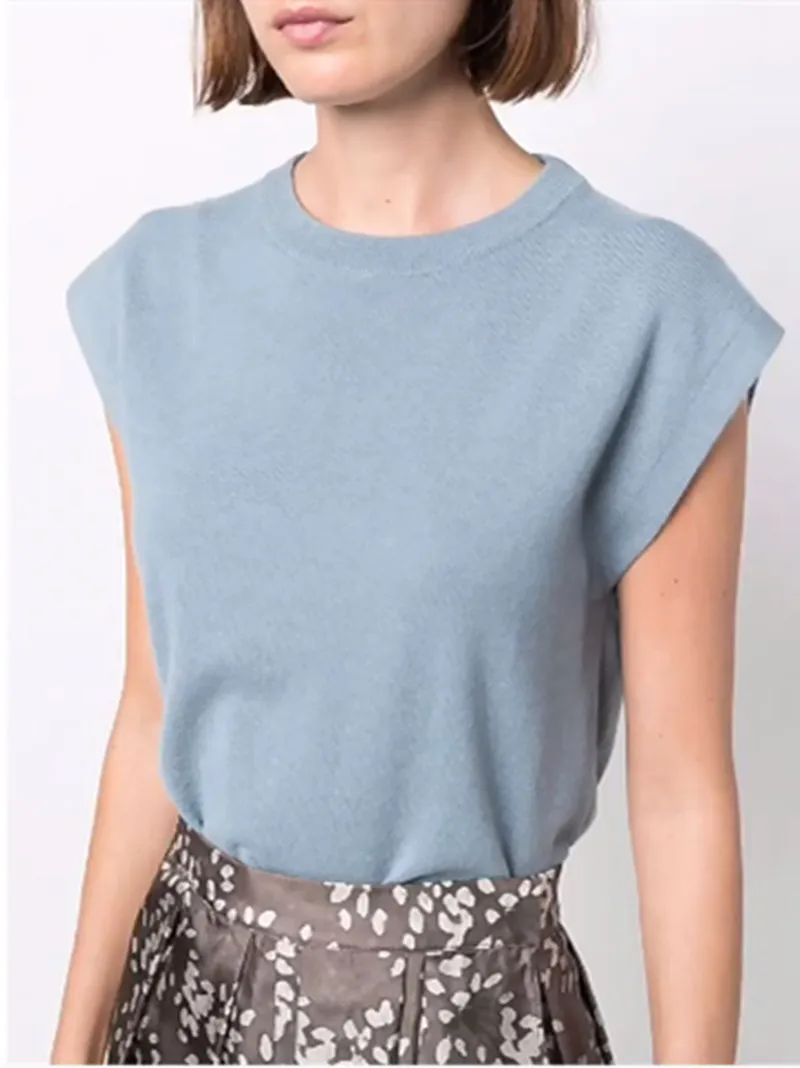 Ladies O-Neck Knit Sweater Women's Solid Color Wool Cashmere Blend Sleeveless Slim All-Match Knit Vest 2022 Summer New
Ladies O-Neck Knit Sweater Women's Solid Color Wool Cashmere Blend Sleeveless Slim All-Match Knit Vest 2022 Summer New