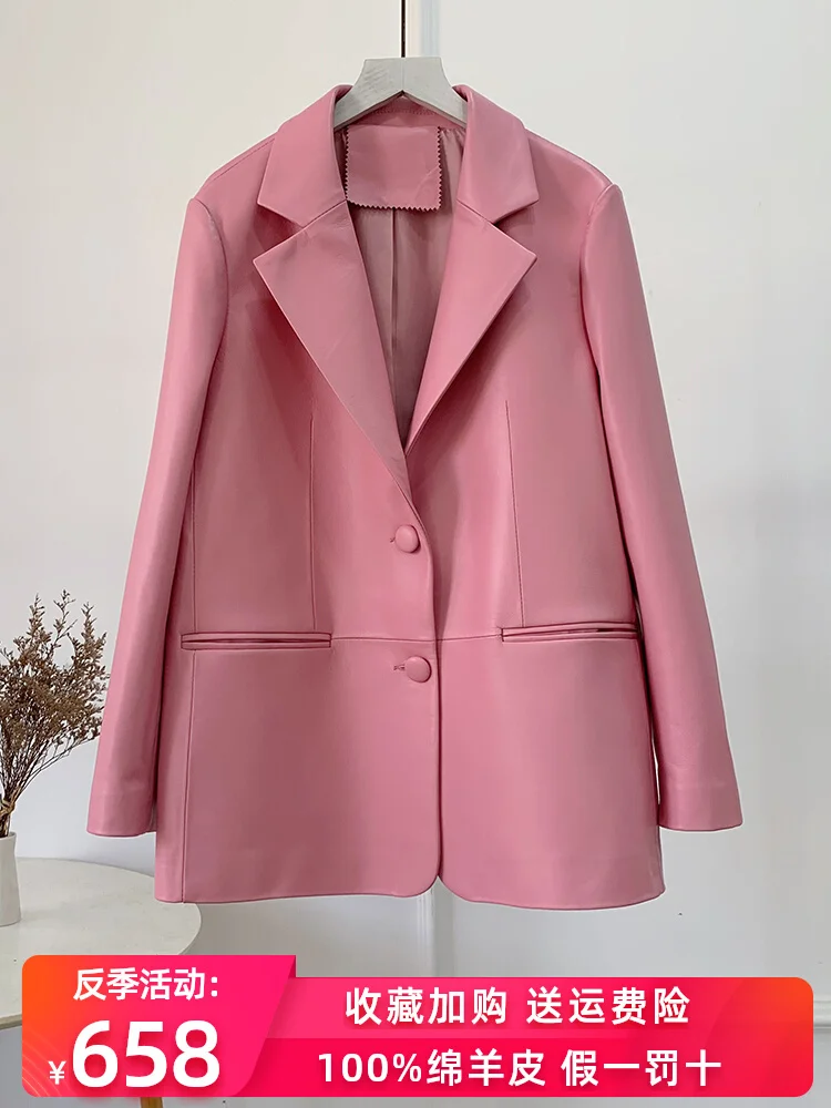 Pink Genuine Leather Suit Leather Coat Women's 2022 Autumn/Winter New Loose Relaxed Sheepskin Suit Collar Jacket Coat Trend
Pink Genuine Leather Suit Leather Coat Women's 2022 Autumn/Winter New Loose Relaxed Sheepskin Suit Collar Jacket Coat Trend