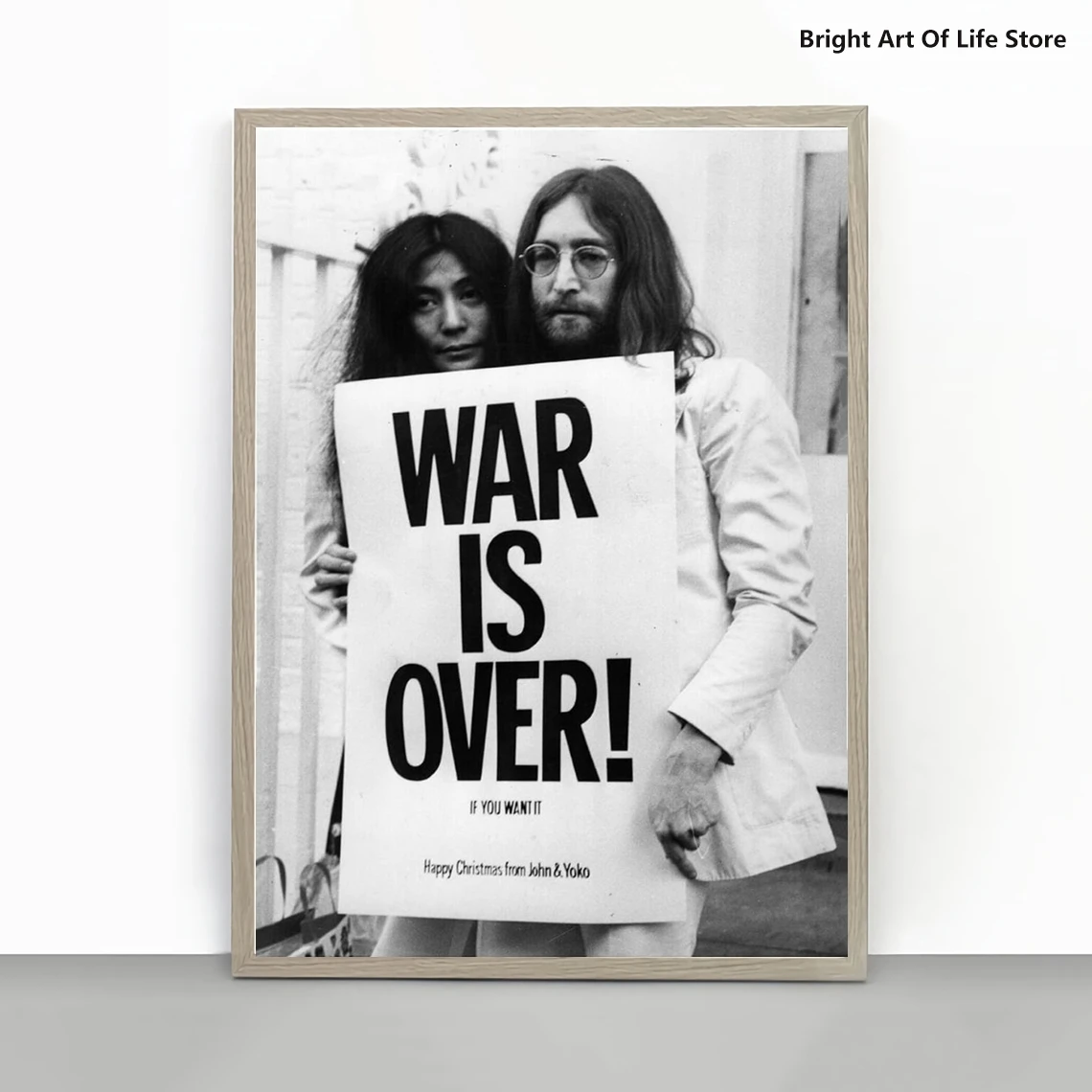

John Lennon and Yoko Ono WAR IS OVER Poster, The Beatles, peace Iconic Vintage Art Photography Picture, Home Décor Wall Art