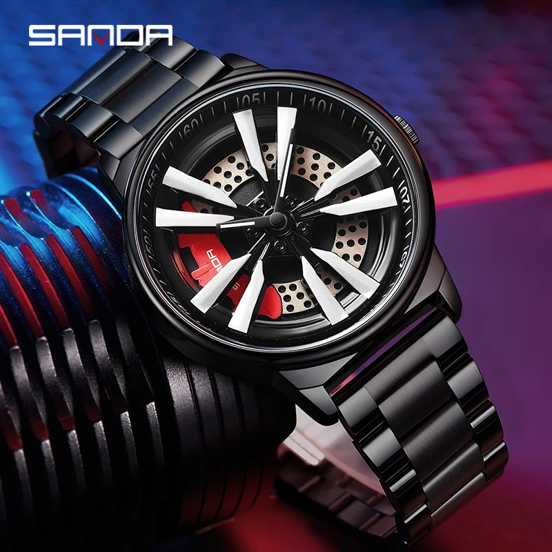 SANDA 1111 Hot Sell Stainless Steel Men's Premium Quartz Movement Car Rim Wheel Shaped Rotating Dial Watches Relogio Masculino
SANDA 1111 Hot Sell Stainless Steel Men's Premium Quartz Movement Car Rim Wheel Shaped Rotating Dial Watches Relogio Masculino