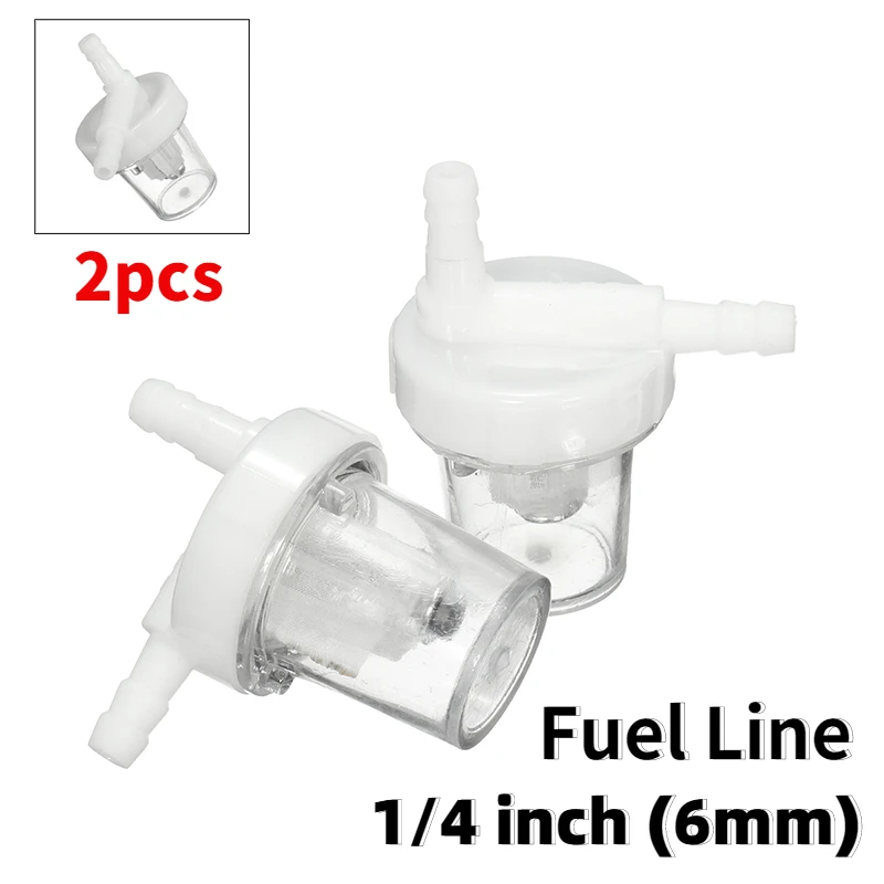 2pcs Universal 1/4" Clear Motorcycle Petrol Fuel Gas Filter Element Air intake And Fuel Delivery Accessories For 6mm Fuel Line 
2pcs Universal 1/4" Clear Motorcycle Petrol Fuel Gas Filter Element Air intake And Fuel Delivery Accessories For 6mm Fuel Line